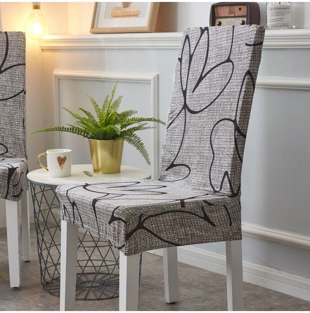 Printed Polyester Fabric Chair Cover Washable Chair Covers Seat Slipcovers Stretch Dining Seat Case For Home Stretch Removable Washable Dining Room Chair Protector Slipcovers/Home Decor Dining Room Seat Cover Multiple Styles