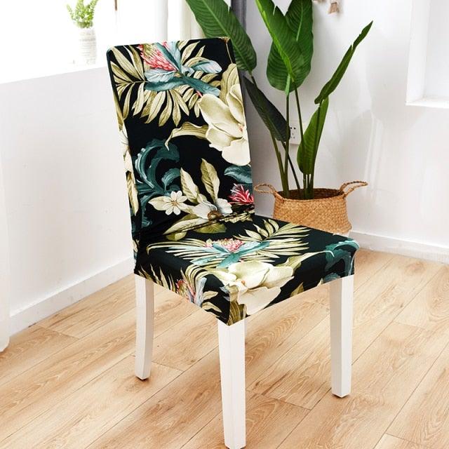 Printed Polyester Fabric Chair Cover Washable Chair Covers Seat Slipcovers Stretch Dining Seat Case For Home Stretch Removable Washable Dining Room Chair Protector Slipcovers/Home Decor Dining Room Seat Cover Multiple Styles