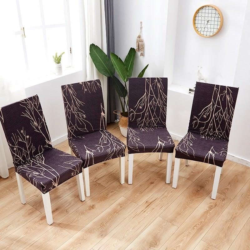 Printed Polyester Fabric Chair Cover Washable Chair Covers Seat Slipcovers Stretch Dining Seat Case For Home Stretch Removable Washable Dining Room Chair Protector Slipcovers/Home Decor Dining Room Seat Cover Multiple Styles