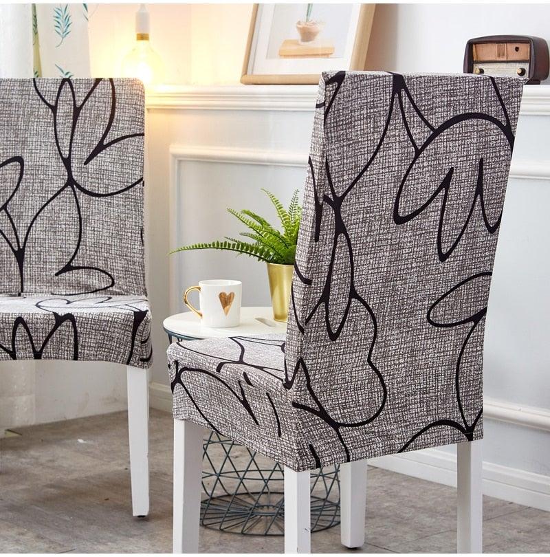 Printed Polyester Fabric Chair Cover Washable Chair Covers Seat Slipcovers Stretch Dining Seat Case For Home Stretch Removable Washable Dining Room Chair Protector Slipcovers/Home Decor Dining Room Seat Cover Multiple Styles