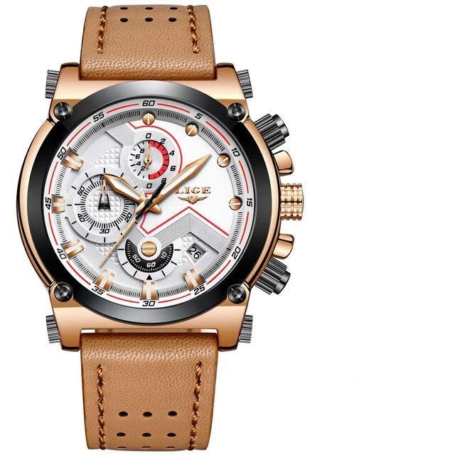 Men's Waterproof Modern Watch With Leather Belts, Stainless Steel Case Excellent Look Perfect Gift