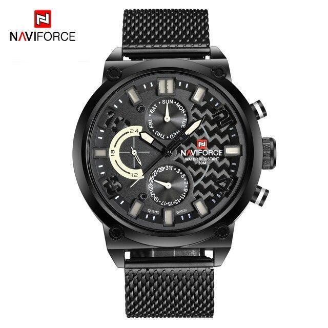 Men's Multifunction Analog Quartz Watches Waterproof Wrist Watch With Stainless Steel Mesh Band Excellent Design Perfect Gift