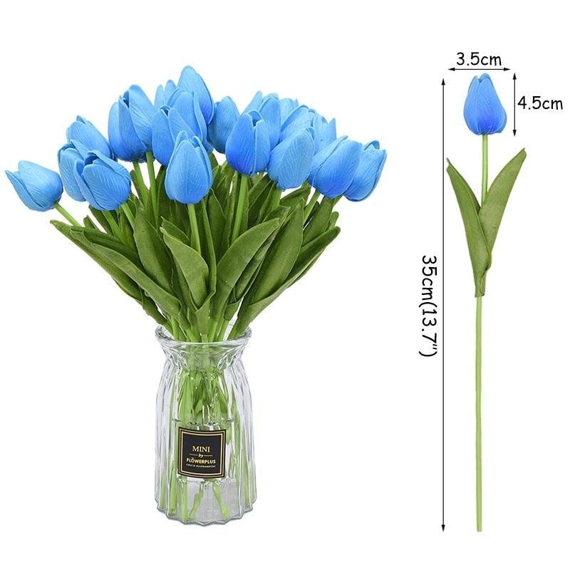 10PCS PU Fake Tulips Real Touch beautiful and Eligant Flower Real Touch Bouquet For Wedding Decoration Flowers Home Garden Decor
