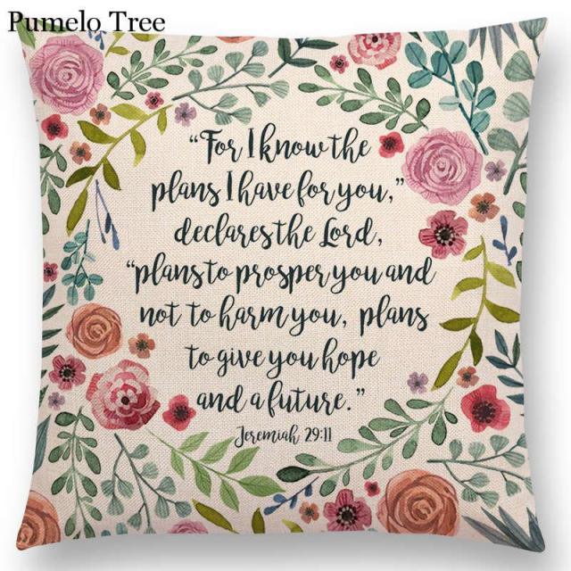 Newest Floral Quotes Decorative Pillow Covers Fresh Flowers Garland Inspirational Words Decorative Cotton Linen Throw Pillow Cushion Covers And Gifts For Women Daughter Mum Best Friend Birthday Home Decorations