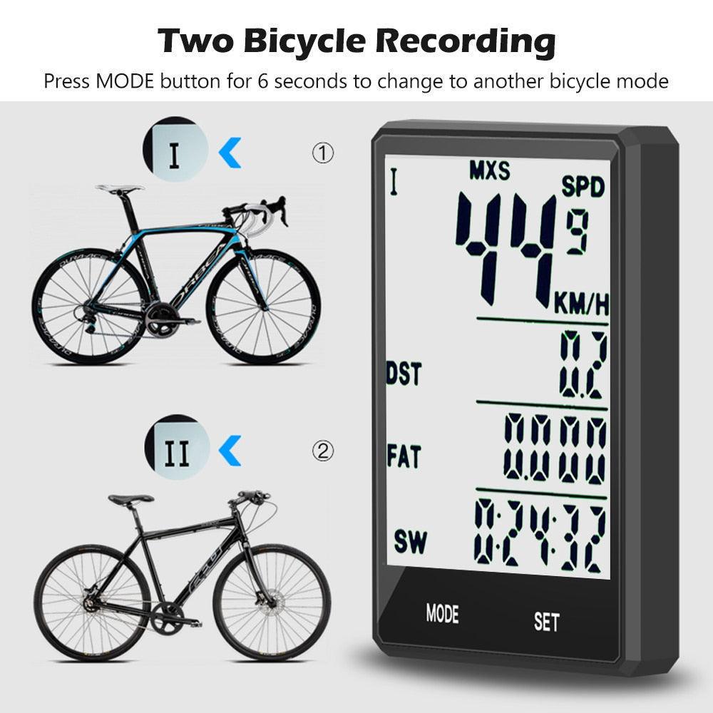 Waterproof Bicycle Computer Wireless And Wired Bike Cycling Odometer Stopwatch Speedometer Bicycle Speedometer With LCD Display 20 Functions And Automatic Wake-up