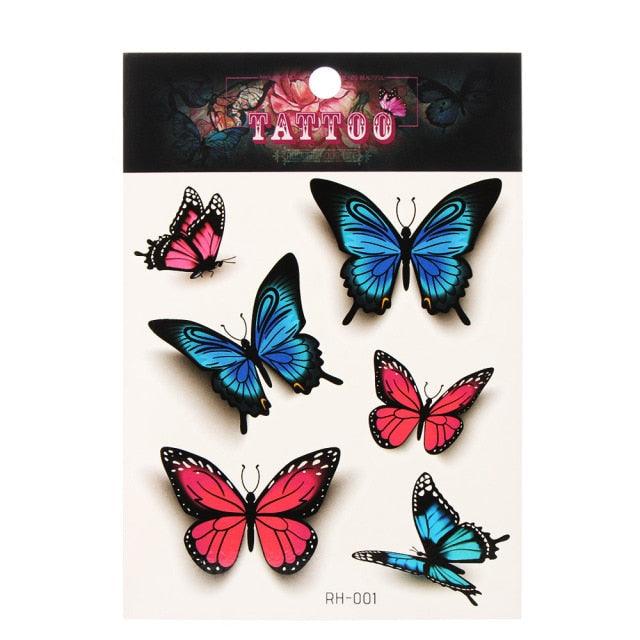 Waterproof Colorful Butterfly Temporary 3D Stickers Body Tattoos Various Styles For Womens