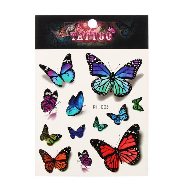 Waterproof Colorful Butterfly Temporary 3D Stickers Body Tattoos Various Styles For Womens