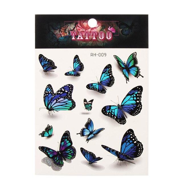 Waterproof Colorful Butterfly Temporary 3D Stickers Body Tattoos Various Styles For Womens