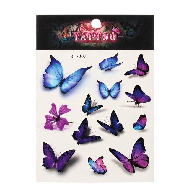 Waterproof Colorful Butterfly Temporary 3D Stickers Body Tattoos Various Styles For Womens
