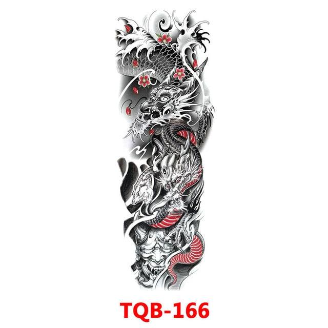 Full Arm Large Size Sleeve Temporary Sticker Dragon Tattoo Waterproof Body Art Realistic 3D Design For Mens