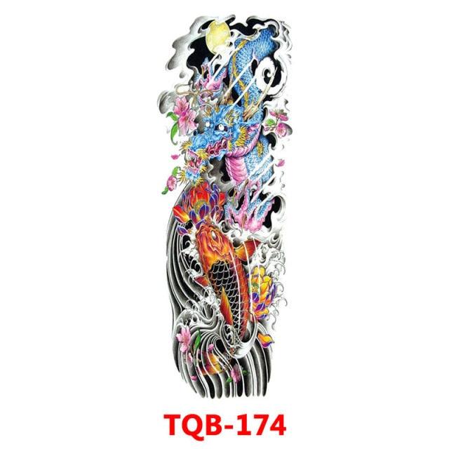 Full Arm Large Size Sleeve Temporary Sticker Dragon Tattoo Waterproof Body Art Realistic 3D Design For Mens