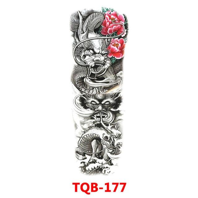 Full Arm Large Size Sleeve Temporary Sticker Dragon Tattoo Waterproof Body Art Realistic 3D Design For Mens