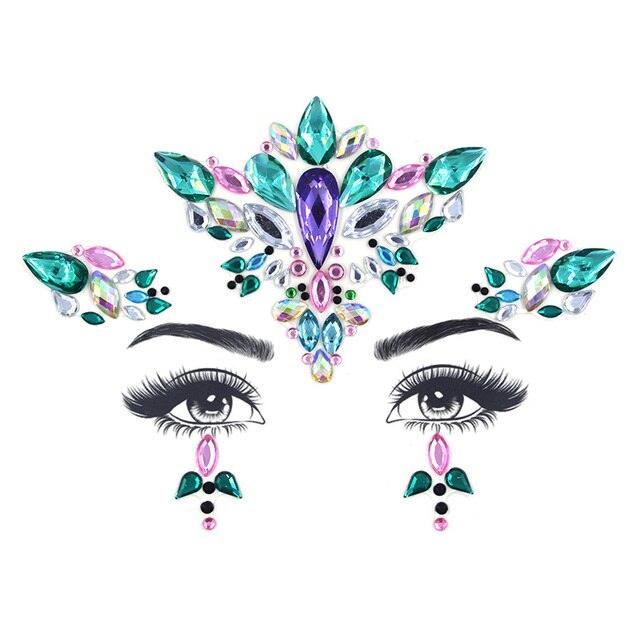 23 Sets Glitter Face Jewels Sticker Temporary Party Face Makeup Tattoo Face Gems Glitter Face Jewels Crystal Stickers For Womens