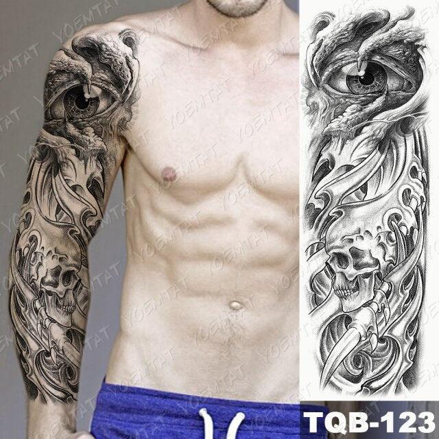 Full Arm Temporary Tattoos 8 Sheets and Half Arm Shoulder Waterproof Tattoos Elegant Large Lion Sleeve Sticker Tattoo Waterproof Temporary Big Wolf Tatoos For Men and Women
