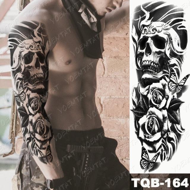 Full Arm Temporary Tattoos 8 Sheets and Half Arm Shoulder Waterproof Tattoos Elegant Large Lion Sleeve Sticker Tattoo Waterproof Temporary Big Wolf Tatoos For Men and Women