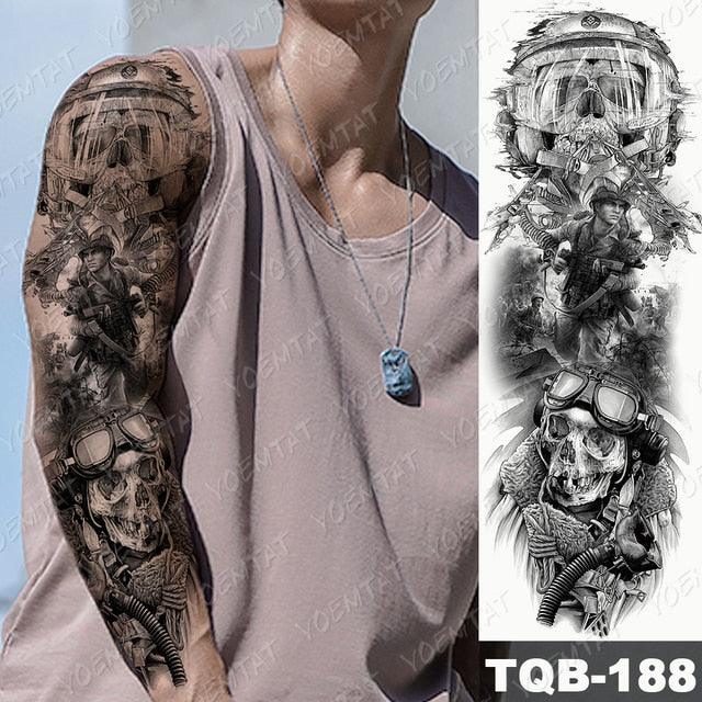 Full Arm Temporary Tattoos 8 Sheets and Half Arm Shoulder Waterproof Tattoos Elegant Large Lion Sleeve Sticker Tattoo Waterproof Temporary Big Wolf Tatoos For Men and Women