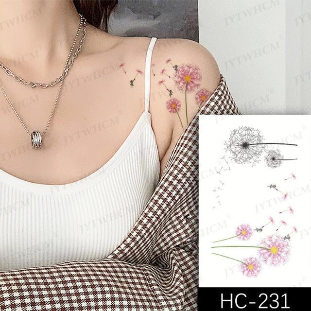 Elegant Small Waterproof Temporary Tattoo Sticker Makeup Flame Finger Black Square Rose Flower High Quality Design For Womens