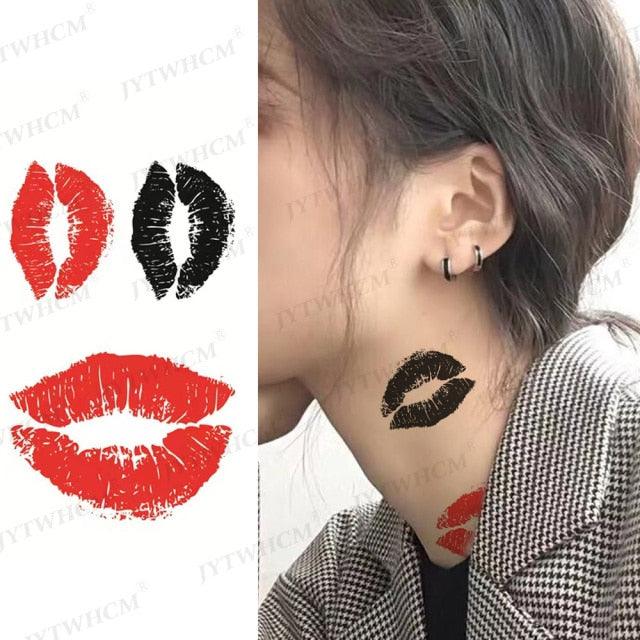 Elegant Small Waterproof Temporary Tattoo Sticker Makeup Flame Finger Black Square Rose Flower High Quality Design For Womens