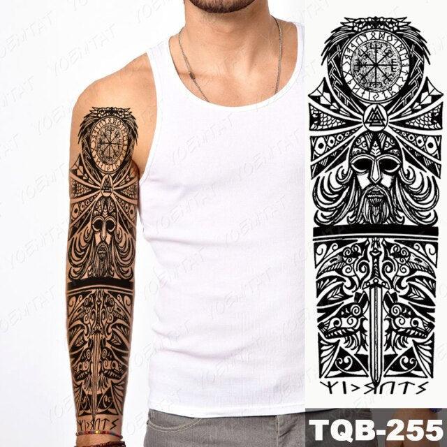 Full Arm Temporary Tattoos 8 Sheets and Half Arm Shoulder Waterproof Tattoos Elegant Large Lion Sleeve Sticker Tattoo Waterproof Temporary Big Wolf Tatoos For Men and Women