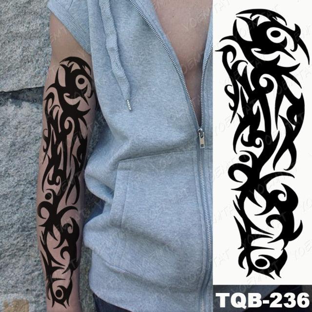 Full Arm Temporary Tattoos 8 Sheets and Half Arm Shoulder Waterproof Tattoos Elegant Large Lion Sleeve Sticker Tattoo Waterproof Temporary Big Wolf Tatoos For Men and Women