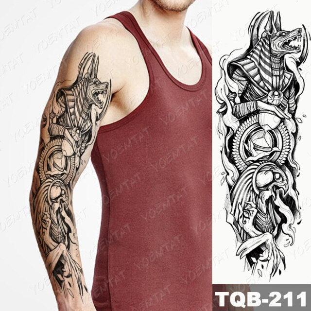 Full Arm Temporary Tattoos 8 Sheets and Half Arm Shoulder Waterproof Tattoos Elegant Large Lion Sleeve Sticker Tattoo Waterproof Temporary Big Wolf Tatoos For Men and Women