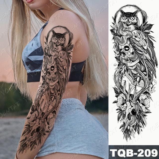 Full Arm Temporary Tattoos 8 Sheets and Half Arm Shoulder Waterproof Tattoos Elegant Large Lion Sleeve Sticker Tattoo Waterproof Temporary Big Wolf Tatoos For Men and Women