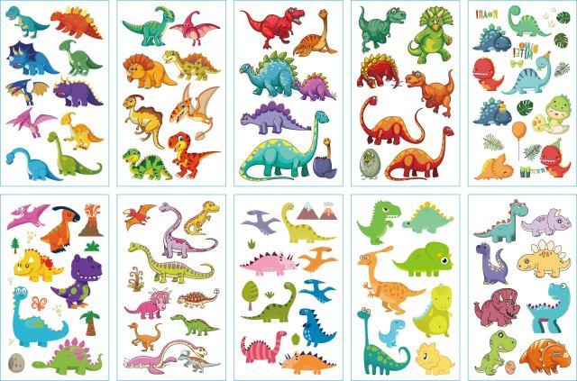 10pcs Dinosaur Sticker Temporary Tatoo Waterproof Colorful Elegant Children Tattoos