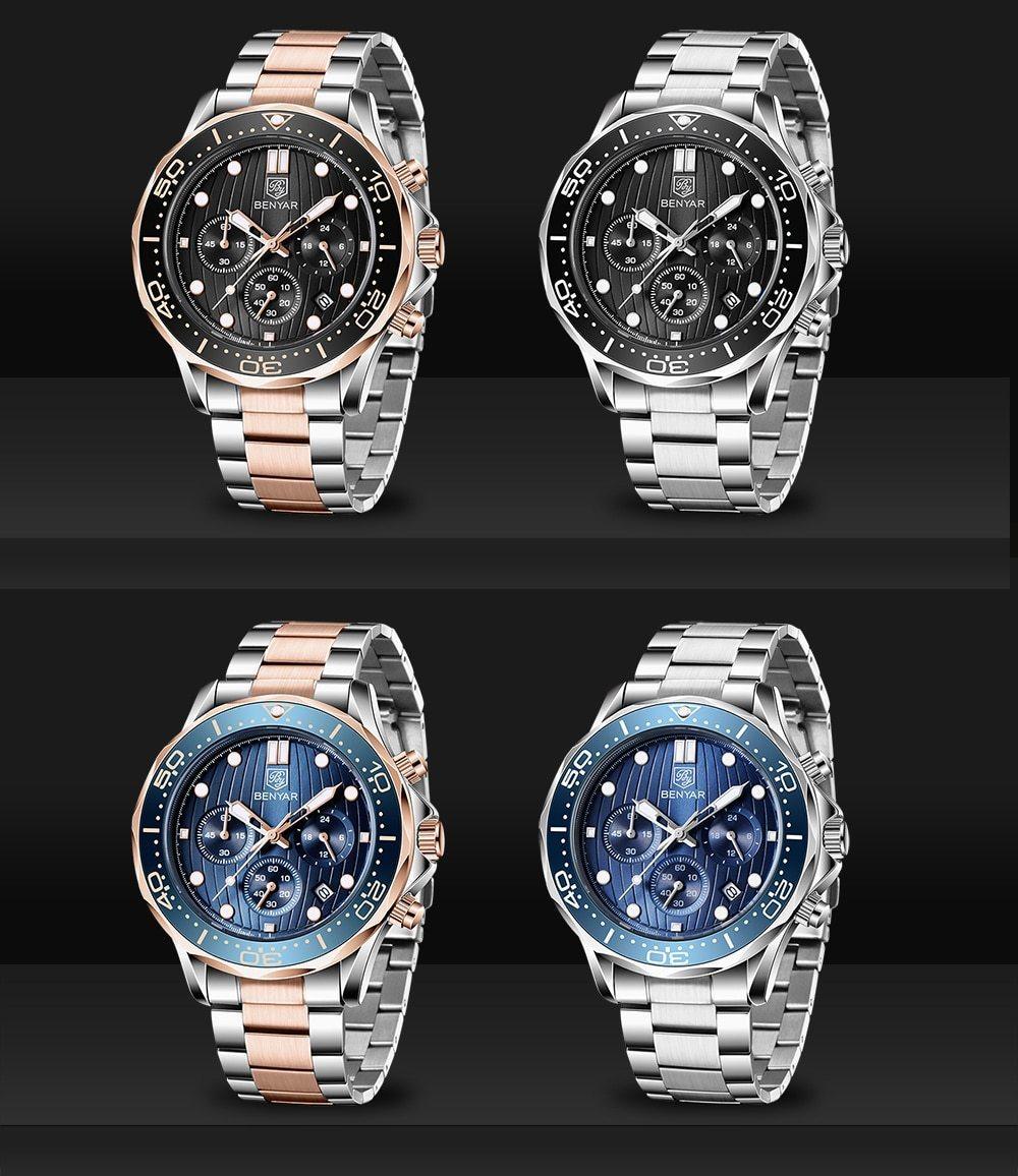 Luxury Sport Mens Watches Quartz Stylish Wrist Watch For Men Chronograph Waterproof and Scratch Resistant