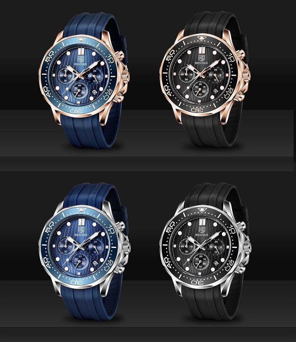 Luxury Sport Mens Watches Quartz Stylish Wrist Watch For Men Chronograph Waterproof and Scratch Resistant