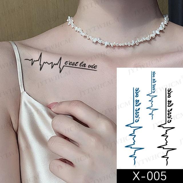 Elegant Small Waterproof Temporary Tattoo Sticker Makeup Flame Finger Black Square Rose Flower High Quality Design For Womens