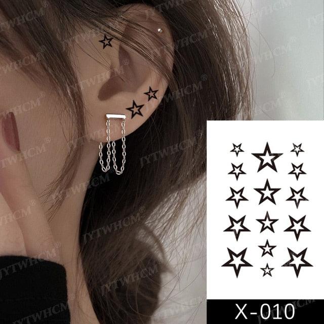 Elegant Small Waterproof Temporary Tattoo Sticker Makeup Flame Finger Black Square Rose Flower High Quality Design For Womens