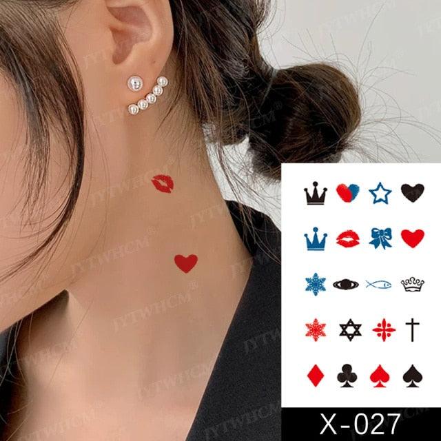 Elegant Small Waterproof Temporary Tattoo Sticker Makeup Flame Finger Black Square Rose Flower High Quality Design For Womens