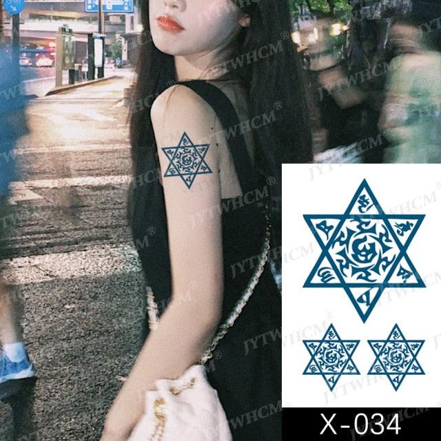 Elegant Small Waterproof Temporary Tattoo Sticker Makeup Flame Finger Black Square Rose Flower High Quality Design For Womens