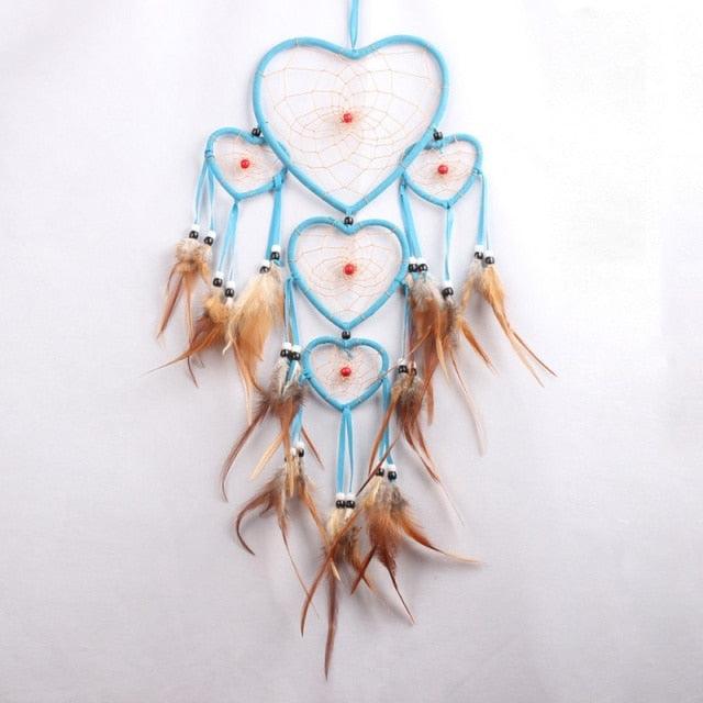 Handmade Dream-catcher Traditional Heart Dream Catching Ornaments Feather Ornaments Wall Car Hanging Wind Chimes Ornaments Home Hanging Room Birthday Decoration For Mom Pendants Ornaments