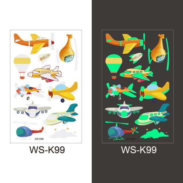 Luminous Tattoo Stickers Temporary Animal Tattoos Glow Paste on Face Arm Leg Fluorescent Waterproof Fake Tattoo For Kids Girls