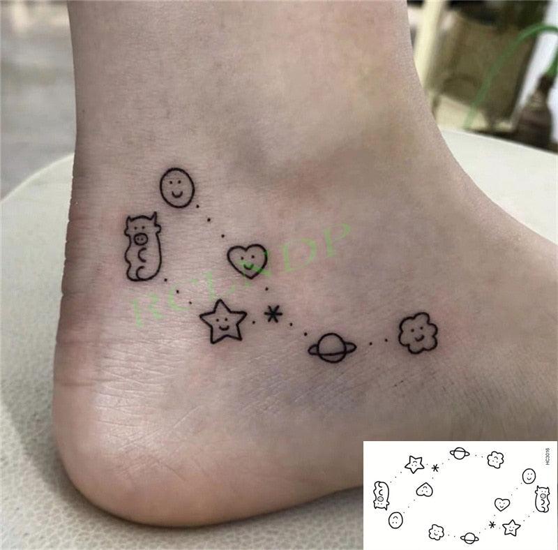 New Waterproof Temporary Sticker Tattoo Flame Heart Star Element Body Art Cute Small Tattoos For Kids Womens