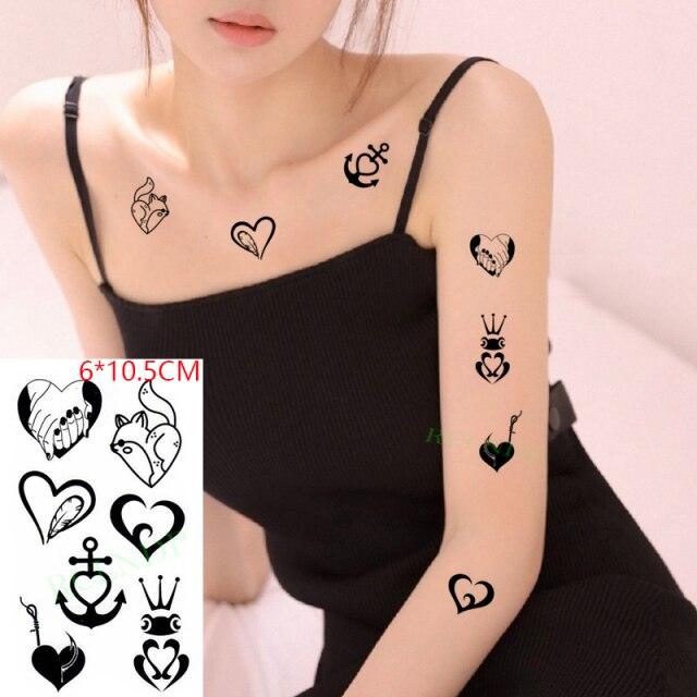 New Waterproof Temporary Sticker Tattoo Flame Heart Star Element Body Art Cute Small Tattoos For Kids Womens