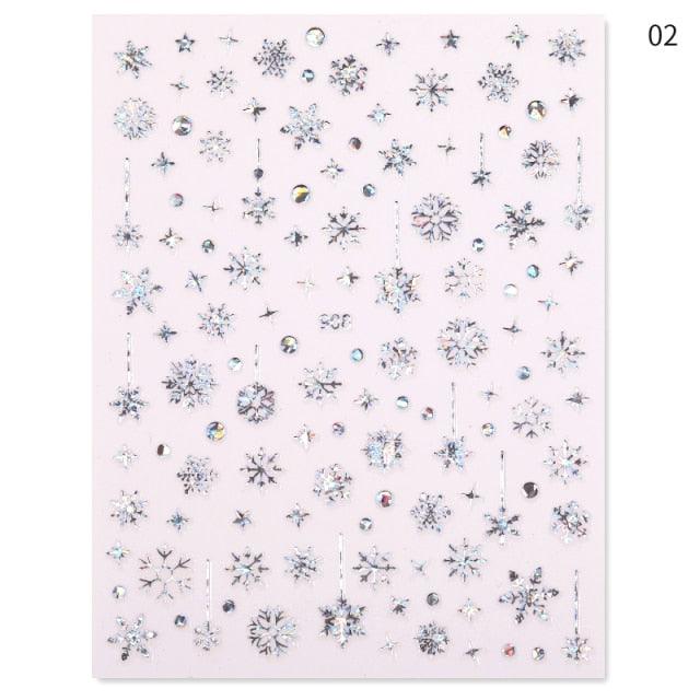 Sliver Bronzing Christmas Slider Nail Art 3D Decals Decoration Snowflake Nail Art Sticker Manicures Transfer Foil Xmas Gift  Nails Snowflake Nail Art Stickers Decals Christmas Nail 3D Self Adhesive Nail Stickers for Acrylic Nails Snowflake