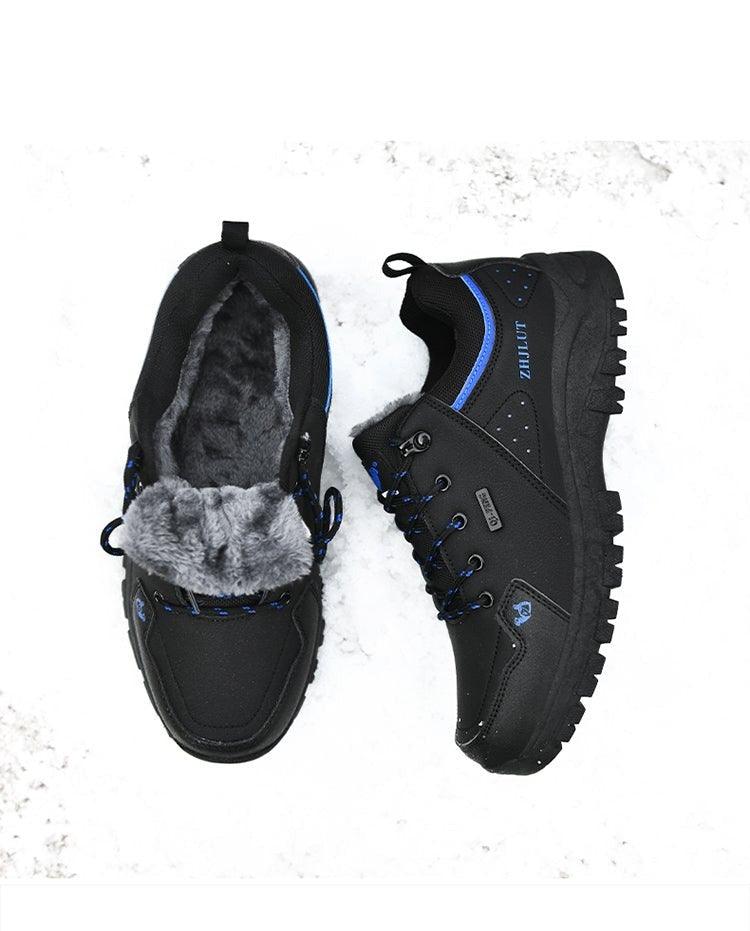 Black Leather Hiking Shoes Wear Resistant Outdoor Sport Mens Shoes Lace-Up Mens Climbing Hunting Low Cut Boots Leather Walking Shoes For Outdoor Training