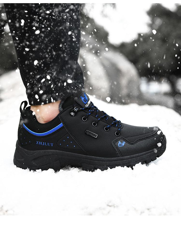 Black Leather Hiking Shoes Wear Resistant Outdoor Sport Mens Shoes Lace-Up Mens Climbing Hunting Low Cut Boots Leather Walking Shoes For Outdoor Training