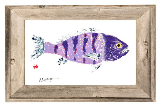 Coastal Art Purple Striped Fish Ocean Artist Inspired