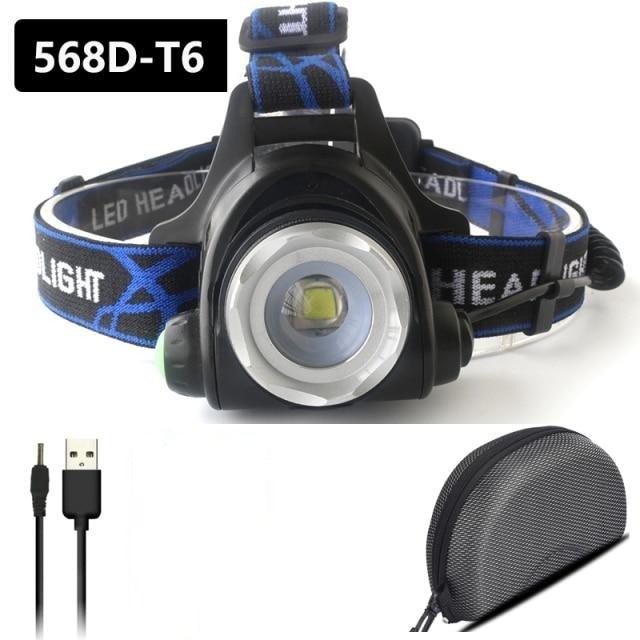Rechargeable Adjustable 10000LM Led Headlamp Micro USB Charger Flashlight Head Lamp Portable Light Torch Flashlight For Night Work Camping Hiking  Walking