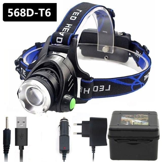 Rechargeable Adjustable 10000LM Led Headlamp Micro USB Charger Flashlight Head Lamp Portable Light Torch Flashlight For Night Work Camping Hiking  Walking