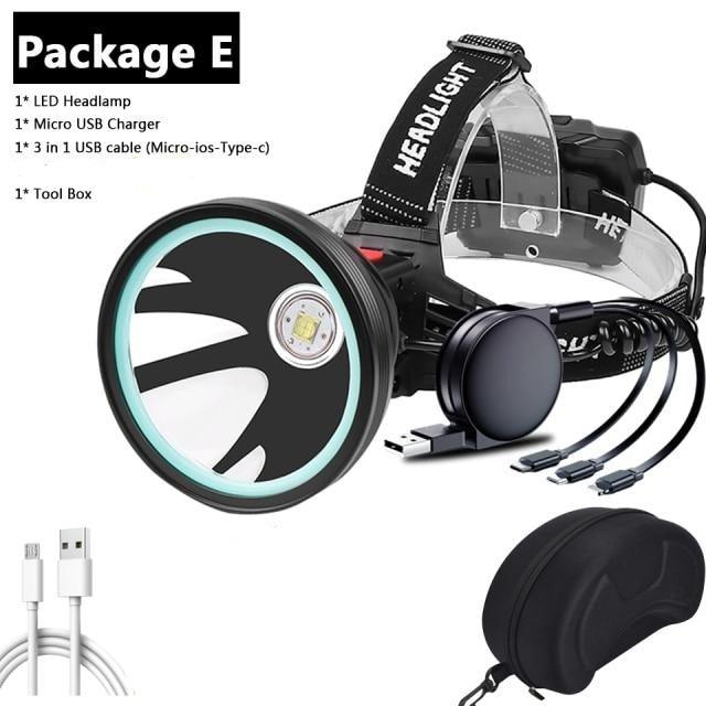 Rechargeable Adjustable Headlamp, Zoom/Waterproof LED White Yellow Color High Lumen Headlamp Flashlight Torch Power Bank For Adult Outdoor Camping Fishing Adventures