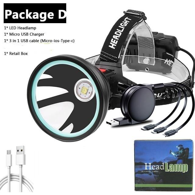 Rechargeable Adjustable Headlamp, Zoom/Waterproof LED White Yellow Color High Lumen Headlamp Flashlight Torch Power Bank For Adult Outdoor Camping Fishing Adventures