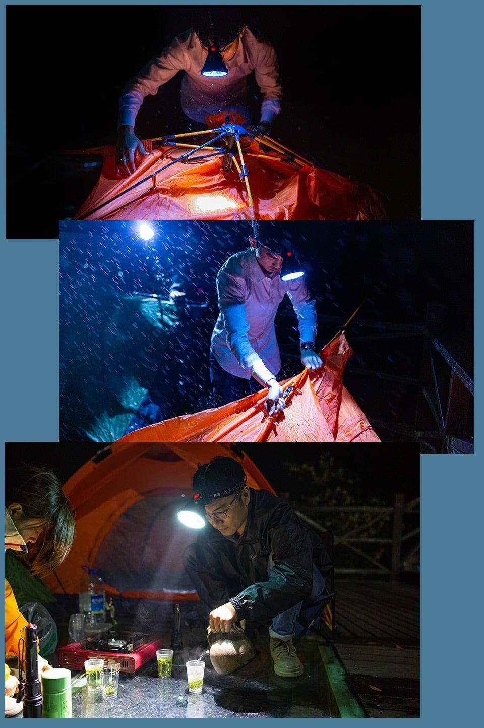 Rechargeable Adjustable Headlamp, Zoom/Waterproof LED White Yellow Color High Lumen Headlamp Flashlight Torch Power Bank For Adult Outdoor Camping Fishing Adventures