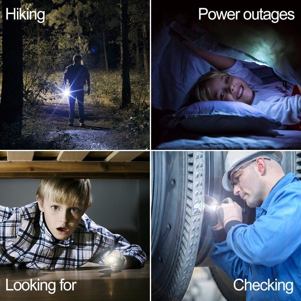 Rechargeable Adjustable LED Flashlight with Worklight Mini LED 4 Lighting Modes Flashlight with Water-Resistant COB Side Light Portable Zoomable  High Lumens Lamp For Camping Hiking