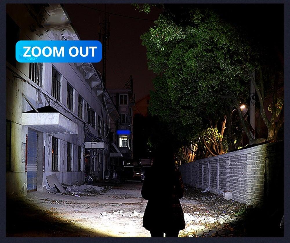 Rechargeable Adjustable LED Flashlight with Worklight Mini LED 4 Lighting Modes Flashlight with Water-Resistant COB Side Light Portable Zoomable  High Lumens Lamp For Camping Hiking