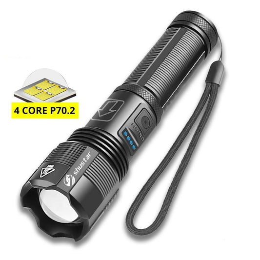 Rechargeable Adjustable Led Flashlights With High Lumen With Battery Display Super Bright Waterproof Flashlight  5 Lighting Modes For Adventure Hiking Camping Hunting New Design