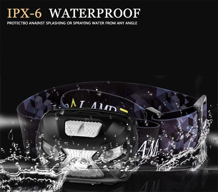 Rechargeable Adjustable  LED USB Headlight Powerfull Elastic High Lumens Headband Headlamp Motion Sensor Flashlight For Adults Kids Running Camping Hiking Camping